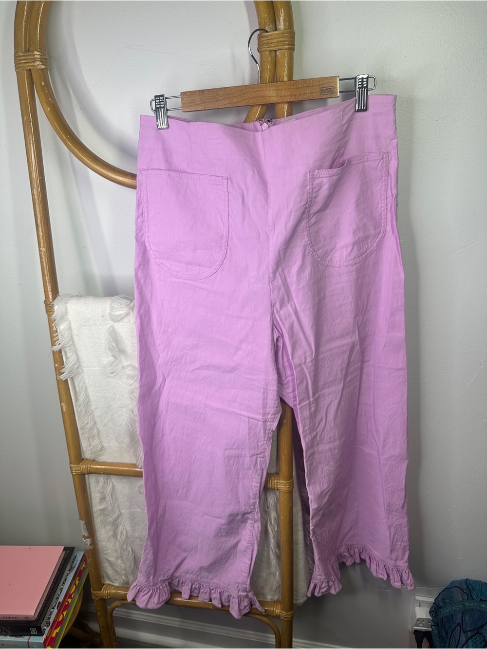 Anthropologie Maeve The Colette Purple Ruffled Pants sz 32